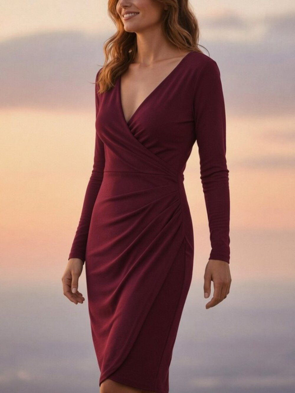 Chiara Boni La Petite Robe Luisa Draped Dress Dark Plum Size 8 / Medium